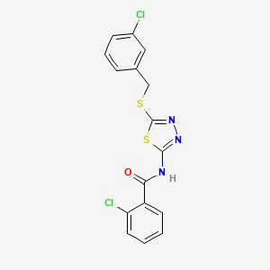 molecular formula C16H11Cl2N3OS2 B10793442 N-(5-(3-chlorobenzylthio)-1,3,4-thiadiazol-2-yl)-2-chlorobenzamide 