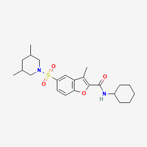 molecular formula C23H32N2O4S B10793449 N-cyclohexyl-5-(3,5-dimethylpiperidin-1-ylsulfonyl)-3-methylbenzofuran-2-carboxamide 