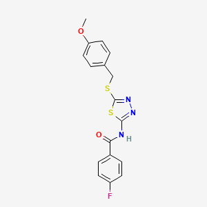 molecular formula C17H14FN3O2S2 B10793464 N-(5-(4-methoxybenzylthio)-1,3,4-thiadiazol-2-yl)-4-fluorobenzamide 
