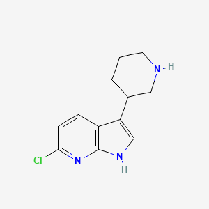 molecular formula C12H14ClN3 B10793555 1H-Pyrrolo[2,3-b]pyridine, 6-chloro-3-(3-piperidinyl)- 