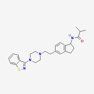 molecular formula C26H32N4OS B10793572 N-(5-(2-(4-(benzo[d]isothiazol-3-yl)piperazin-1-yl)ethyl)-2,3-dihydro-1H-inden-1-yl)isobutyramide 