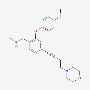 molecular formula C23H28N2O2S B10794850 N-methyl(2-(4-(methylthio)phenoxy)-4-(4-morpholinobut-1-ynyl)phenyl)methanamine 