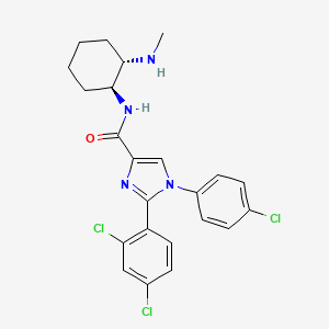 molecular formula C23H23Cl3N4O B10795062 1-(4-chlorophenyl)-2-(2,4-dichlorophenyl)-N-((1S,2S)-2-(methylamino)cyclohexyl)-1H-imidazole-4-carboxamide 