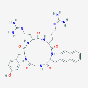 molecular formula C35H45N11O6 B10795189 cyclo(-Nal-Gly-D-Tyr-g-Dab-Arg-) 