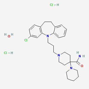 molecular formula C28H41Cl3N4O2 B10799798 Clocapramine dihydrochloride hydrate CAS No. 65016-29-7