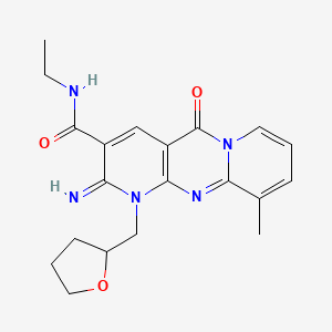 molecular formula C20H23N5O3 B10801509 N-ethyl-6-imino-11-methyl-2-oxo-7-[(oxolan-2-yl)methyl]-1,7,9-triazatricyclo[8.4.0.0^{3,8}]tetradeca-3(8),4,9,11,13-pentaene-5-carboxamide 