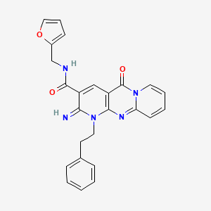 molecular formula C25H21N5O3 B10801600 N-(furan-2-ylmethyl)-6-imino-2-oxo-7-(2-phenylethyl)-1,7,9-triazatricyclo[8.4.0.03,8]tetradeca-3(8),4,9,11,13-pentaene-5-carboxamide 