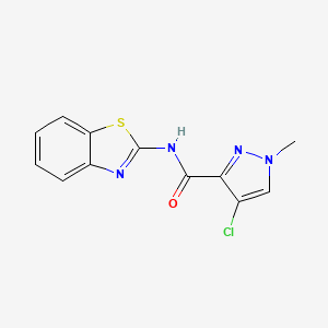 molecular formula C12H9ClN4OS B10802486 N-(1,3-benzothiazol-2-yl)-4-chloro-1-methylpyrazole-3-carboxamide 