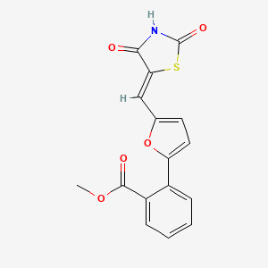 molecular formula C16H11NO5S B10802506 Methyl (Z)-2-(5-((2,4-dioxothiazolidin-5-ylidene)methyl)furan-2-yl)benzoate 