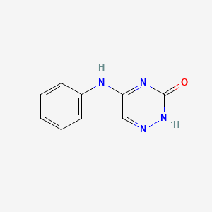 molecular formula C9H8N4O B10802546 5-anilino-2H-1,2,4-triazin-3-one 