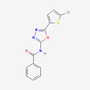 molecular formula C13H8ClN3O2S B10802626 N-(5-(5-chlorothiophen-2-yl)-1,3,4-oxadiazol-2-yl)benzamide 