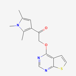 molecular formula C15H15N3O2S B10802871 2-(Thieno[2,3-d]pyrimidin-4-yloxy)-1-(1,2,5-trimethyl-1H-pyrrol-3-yl)ethan-1-one 