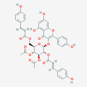 molecular formula C43H36O17 B108034 [(2R,3R,4S,5R,6S)-3,4-Diacetyloxy-6-[5,7-dihydroxy-2-(4-hydroxyphenyl)-4-oxochromen-3-yl]oxy-5-[(E)-3-(4-hydroxyphenyl)prop-2-enoyl]oxyoxan-2-yl]methyl (E)-3-(4-hydroxyphenyl)prop-2-enoate CAS No. 137018-33-8