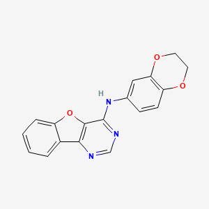molecular formula C18H13N3O3 B10803402 N-[(4E)-[1]benzofuro[3,2-d]pyrimidin-4(3H)-ylidene]-2,3-dihydro-1,4-benzodioxin-6-amine 