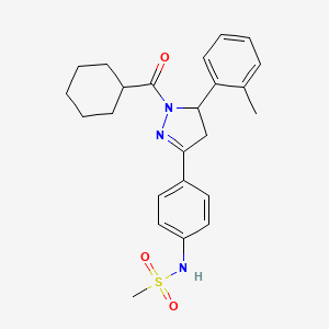 molecular formula C24H29N3O3S B10803767 N-{4-[1-Cyclohexanecarbonyl-5-(2-methylphenyl)-4,5-dihydro-1H-pyrazol-3-YL]phenyl}methanesulfonamide 