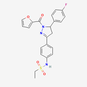 molecular formula C22H20FN3O4S B10803987 N-{4-[5-(4-fluorophenyl)-1-(furan-2-ylcarbonyl)-4,5-dihydro-1H-pyrazol-3-yl]phenyl}ethanesulfonamide 