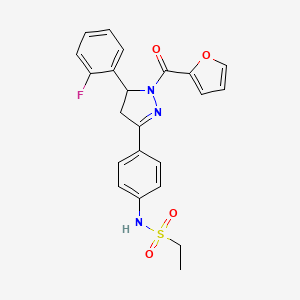 molecular formula C22H20FN3O4S B10804015 N-[4-[3-(2-fluorophenyl)-2-(furan-2-carbonyl)-3,4-dihydropyrazol-5-yl]phenyl]ethanesulfonamide 