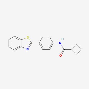 molecular formula C18H16N2OS B10804118 N-[4-(1,3-benzothiazol-2-yl)phenyl]cyclobutanecarboxamide 