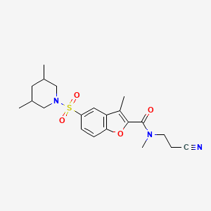 molecular formula C21H27N3O4S B10804222 N-(2-cyanoethyl)-5-(3,5-dimethylpiperidin-1-yl)sulfonyl-N,3-dimethyl-1-benzofuran-2-carboxamide 