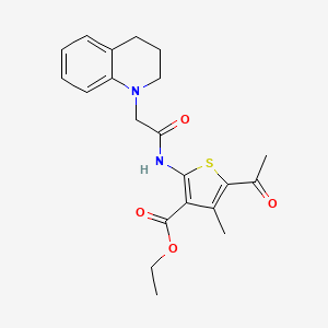 molecular formula C21H24N2O4S B10804394 ethyl 5-acetyl-2-[[2-(3,4-dihydro-2H-quinolin-1-yl)acetyl]amino]-4-methylthiophene-3-carboxylate 