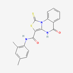 molecular formula C19H15N3O2S2 B10804414 N-(2,4-dimethylphenyl)-5-oxo-1-sulfanylidene-4H-[1,3]thiazolo[3,4-a]quinazoline-3-carboxamide 