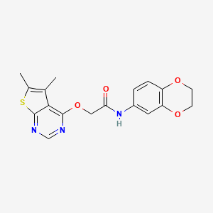 molecular formula C18H17N3O4S B10804469 N-(2,3-dihydro-1,4-benzodioxin-6-yl)-2-(5,6-dimethylthieno[2,3-d]pyrimidin-4-yl)oxyacetamide 