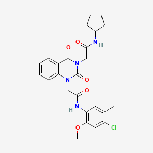 molecular formula C25H27ClN4O5 B10804584 N-(4-chloro-2-methoxy-5-methylphenyl)-2-[3-[2-(cyclopentylamino)-2-oxoethyl]-2,4-dioxoquinazolin-1-yl]acetamide 