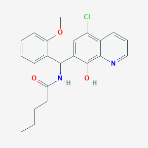 molecular formula C22H23ClN2O3 B10804921 N-[(5-chloro-8-hydroxyquinolin-7-yl)(2-methoxyphenyl)methyl]pentanamide 