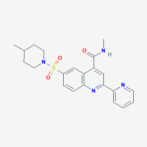 molecular formula C22H24N4O3S B10805076 N-methyl-6-(4-methylpiperidin-1-yl)sulfonyl-2-pyridin-2-ylquinoline-4-carboxamide 