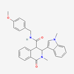 molecular formula C28H27N3O3 B10805085 N-[(4-methoxyphenyl)methyl]-2-methyl-3-(1-methylindol-3-yl)-1-oxo-3,4-dihydroisoquinoline-4-carboxamide 
