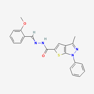 molecular formula C21H18N4O2S B10805321 N'-(2-Methoxybenzylidene)-3-methyl-1-phenyl-1H-thieno[2,3-c]pyrazole-5-carbohydrazide 