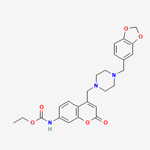 molecular formula C25H27N3O6 B10806098 ethyl N-[4-[[4-(1,3-benzodioxol-5-ylmethyl)piperazin-1-yl]methyl]-2-oxo-chromen-7-yl]carbamate 