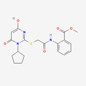 molecular formula C19H21N3O5S B10807133 Methyl 2-[[2-(1-cyclopentyl-6-hydroxy-4-oxopyrimidin-2-yl)sulfanylacetyl]amino]benzoate 