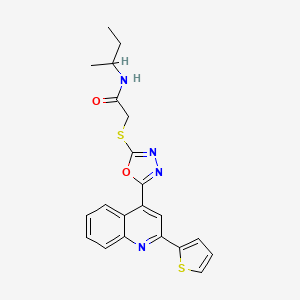 molecular formula C21H20N4O2S2 B10807139 N-butan-2-yl-2-[[5-(2-thiophen-2-ylquinolin-4-yl)-1,3,4-oxadiazol-2-yl]sulfanyl]acetamide 