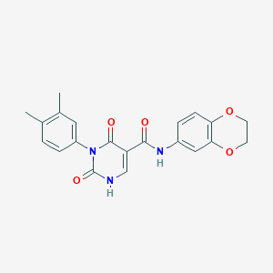 molecular formula C21H19N3O5 B10807302 N-(2,3-dihydro-1,4-benzodioxin-6-yl)-3-(3,4-dimethylphenyl)-2,4-dioxo-1H-pyrimidine-5-carboxamide 