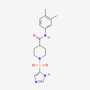molecular formula C17H22N4O3S B10807330 N-(3,4-dimethylphenyl)-1-(1H-imidazol-4-ylsulfonyl)-4-piperidinecarboxamide 