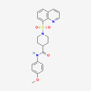 molecular formula C22H23N3O4S B10807347 N-(4-Methoxyphenyl)-1-(quinolin-8-ylsulfonyl)piperidine-4-carboxamide 