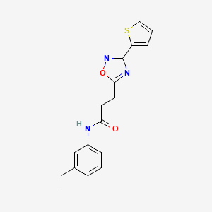 molecular formula C17H17N3O2S B10807745 N-(3-ethylphenyl)-3-[3-(2-thienyl)-1,2,4-oxadiazol-5-yl]propanamide 