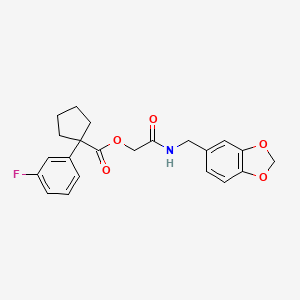 molecular formula C22H22FNO5 B10807845 [2-(1,3-Benzodioxol-5-ylmethylamino)-2-oxoethyl] 1-(3-fluorophenyl)cyclopentane-1-carboxylate 