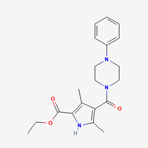 molecular formula C20H25N3O3 B10808372 ethyl 3,5-dimethyl-4-(4-phenylpiperazine-1-carbonyl)-1H-pyrrole-2-carboxylate 