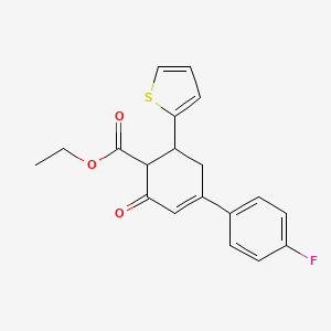 molecular formula C19H17FO3S B10808374 Ethyl 4-(4-fluorophenyl)-2-oxo-6-(thiophen-2-YL)cyclohex-3-ene-1-carboxylate 