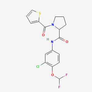 molecular formula C17H15ClF2N2O3S B10808425 N-[3-chloro-4-(difluoromethoxy)phenyl]-1-(thiophene-2-carbonyl)pyrrolidine-2-carboxamide 