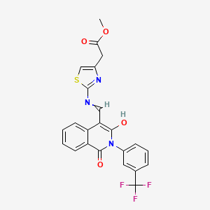 molecular formula C23H16F3N3O4S B10808461 Methyl 2-[2-[[3-hydroxy-1-oxo-2-[3-(trifluoromethyl)phenyl]isoquinolin-4-yl]methylideneamino]-1,3-thiazol-4-yl]acetate 
