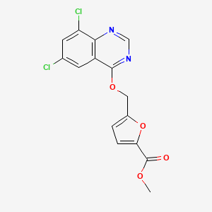 molecular formula C15H10Cl2N2O4 B10808467 Methyl 5-[(6,8-dichloroquinazolin-4-yl)oxymethyl]furan-2-carboxylate 