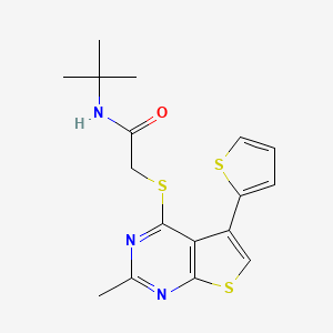 molecular formula C17H19N3OS3 B10808485 N-tert-butyl-2-(2-methyl-5-thiophen-2-ylthieno[2,3-d]pyrimidin-4-yl)sulfanylacetamide 