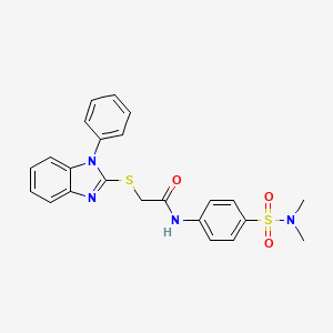 molecular formula C23H22N4O3S2 B10808521 N-[4-(dimethylsulfamoyl)phenyl]-2-(1-phenylbenzimidazol-2-yl)sulfanylacetamide 