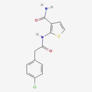molecular formula C13H11ClN2O2S B10808599 2-(2-(4-Chlorophenyl)acetamido)thiophene-3-carboxamide 