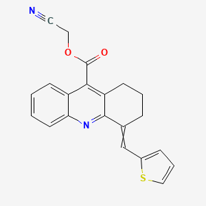 molecular formula C21H16N2O2S B10808652 cyanomethyl 4-(thiophen-2-ylmethylidene)-2,3-dihydro-1H-acridine-9-carboxylate 