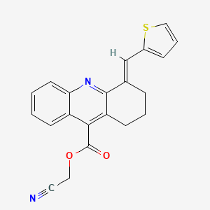 molecular formula C21H16N2O2S B10808724 cyanomethyl (4E)-4-(thiophen-2-ylmethylidene)-2,3-dihydro-1H-acridine-9-carboxylate 