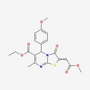 molecular formula C20H20N2O6S B10808787 ethyl 2-(2-methoxy-2-oxoethylidene)-5-(4-methoxyphenyl)-7-methyl-3-oxo-5H-[1,3]thiazolo[3,2-a]pyrimidine-6-carboxylate 